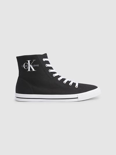 Calvin Klein Cipők HU009776 | Calvin Klein Cotton Twill Férfi Magas Sportcipő Fekete
